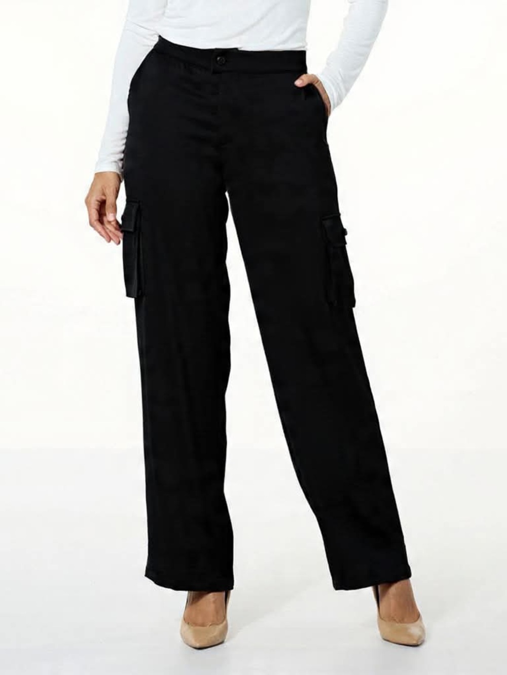 G by Giuliana Black Label Woven Satin Cargo Trouser